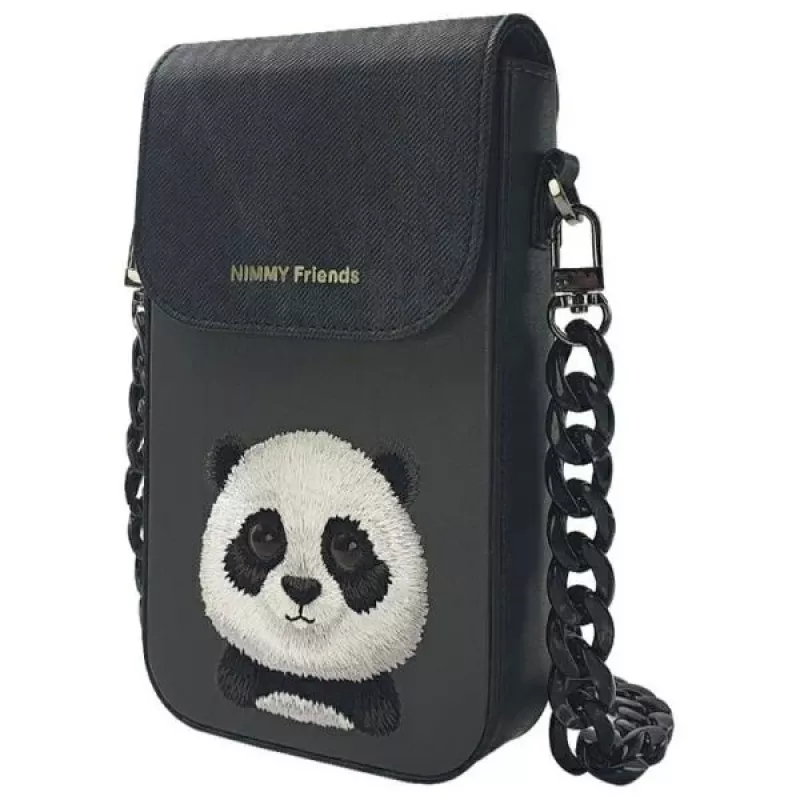 Nimmy Big Eyed Pet 2.0 Panda Bolso bandolera para móvil - piel sintética negra