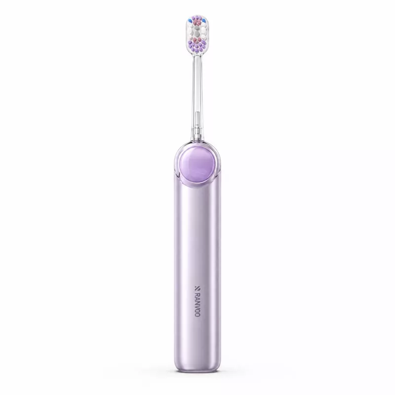 Cepillo de dientes eléctrico RANVOO PQ5 Pure Sonic, Lila, 5 modos, 4 cabezales, carga USB