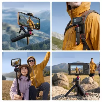 ULANZI MT-55 palo selfie trípode mini 4 en 1 con clip para mochila y rótula, tornillo de 1/4