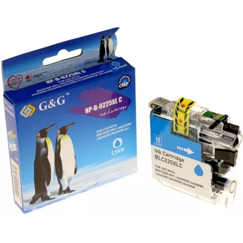 Cartucho de tinta G&G compatible con Brother LC-225XLC cian de alta capacidad (14536)
