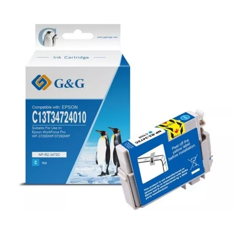 Cartucho de tinta G&G compatible cian para Epson 34XL (C13T34724012) – Alta capacidad 14614
