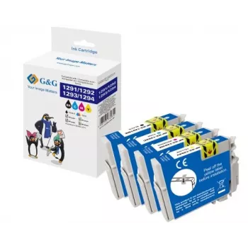 Multipack de cartuchos de tinta G&G 14813 XL para Epson T1295 (negro, cian, magenta, amarillo)