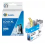 Cartucho de tinta G&G compatible con Brother LC421XLC de alta capacidad cian (500 páginas)
