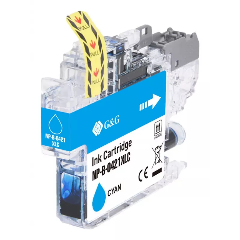 Cartucho de tinta G&G compatible con Brother LC421XLC de alta capacidad cian (500 páginas)