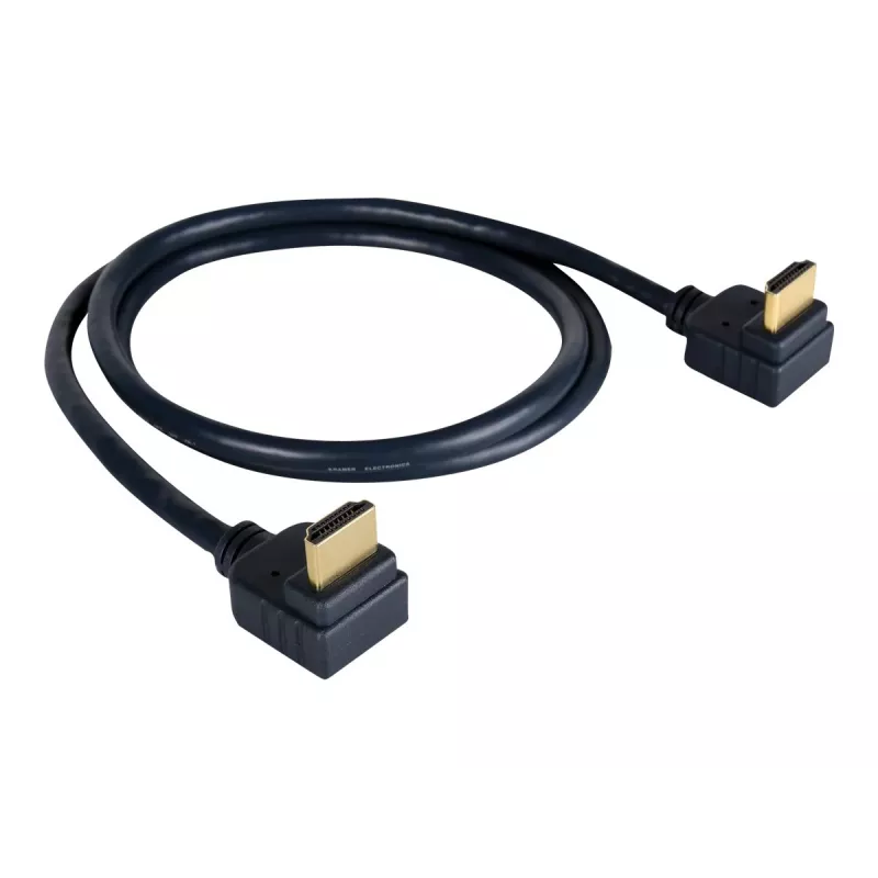 Cable HDMI de alta velocidad con Ethernet Kramer serie C-HM/RA2 C-HM/RA2-6, conector HDMI acodado a conector HDMI acodado, 1,8 m, triple apantallado, gris, compatible con 4K 97-0144006