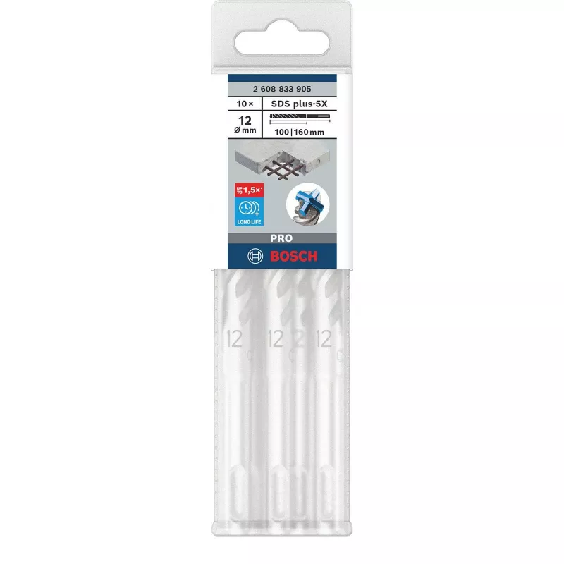 Broca percusora BOSCH 2608833905 PRO SDS Plus-5X 12x100x160 mm