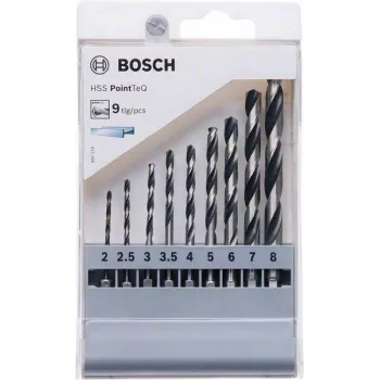 Set de brocas para metal Bosch HSS PointTeQ, 9 piezas, 2-10 mm, brocas helicoidales 2607002826