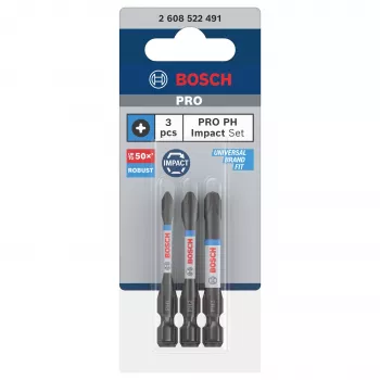 Set de puntas Bosch 2608522491 Phillips PH2, 3 piezas, 25 mm, vástago hexagonal de 1/4 pulgadas
