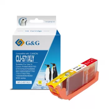 G&G cartucho de tinta amarillo XL compatible con Canon CLI-571XLY (13859)