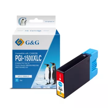 G&G cartucho de tinta compatible Canon PGI-1500XLC de alta capacidad, cian (9229B001)