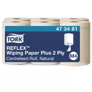 Tork Reflex Advanced M4 rollos de papel de limpieza centrefeed, 2 capas, natural, 429 hojas, 6 rollos 473481