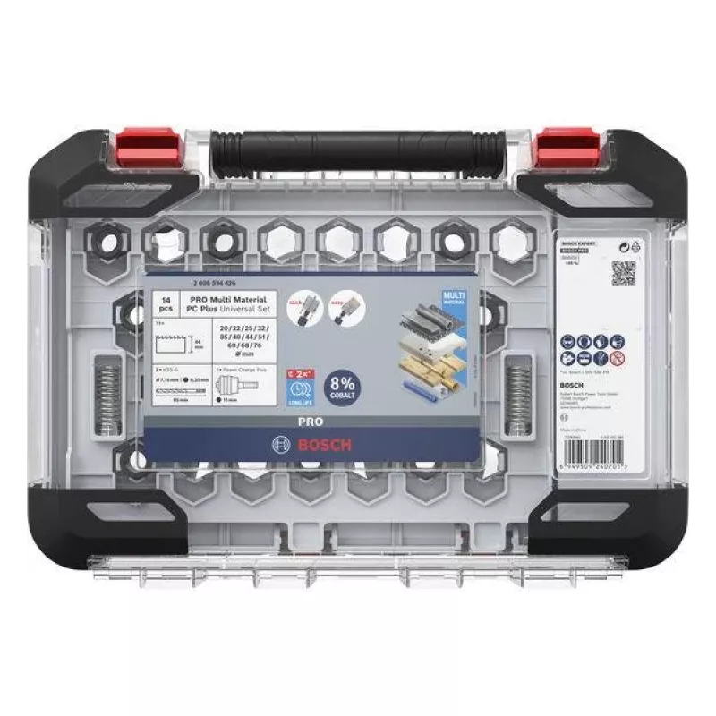 Bosch 2608594426 set de sierras de corona Progressor para madera y metal 11 piezas (20-76 mm) con adaptadores Power Change y brocas piloto