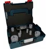 Bosch set de sierras de corona Progressor para madera y metal, 7 piezas, diámetro 20-114 mm, soporte Power Change, HSS bimetal, con maletín 2608594431
