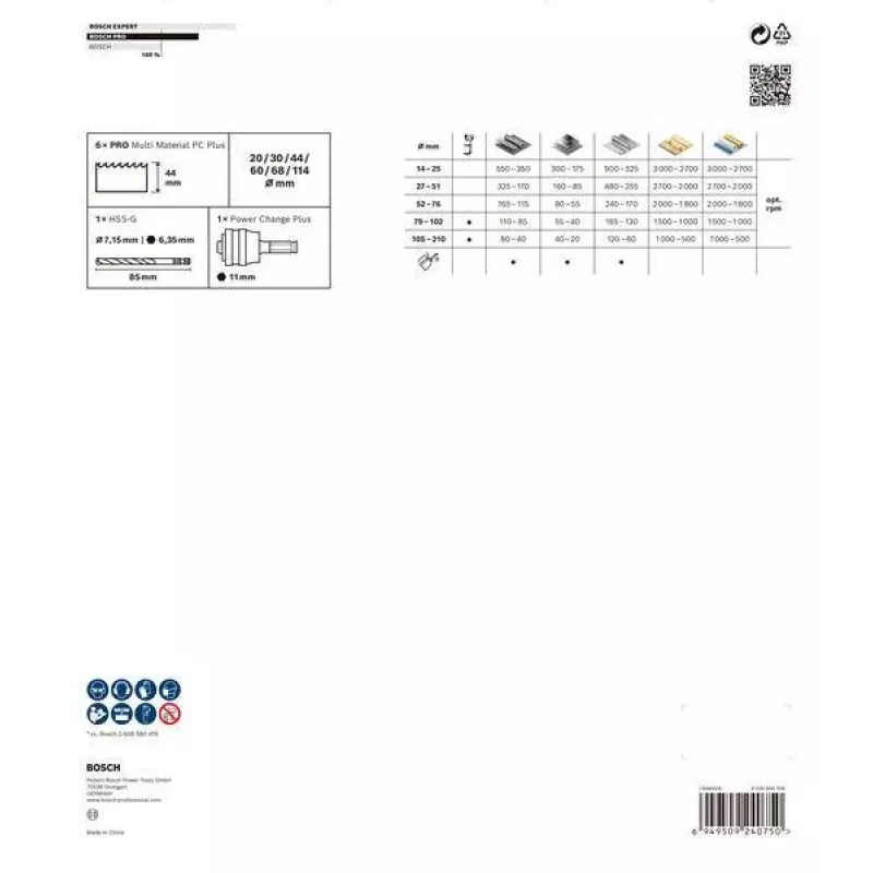 Bosch set de sierras de corona Progressor para madera y metal, 7 piezas, diámetro 20-114 mm, soporte Power Change, HSS bimetal, con maletín 2608594431