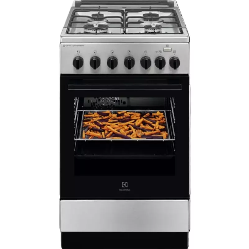 Electrolux LKK560010X 600 Series cocina de gas independiente con horno eléctrico, negra, 50 cm