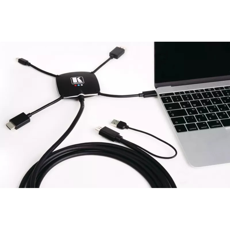 Kramer K-SPIDER Cable adaptador de presentación multiformato - HDMI/DisplayPort/Mini DisplayPort/USB-C a HDMI/USB - 3,05 m - 4K activo 91-00015599