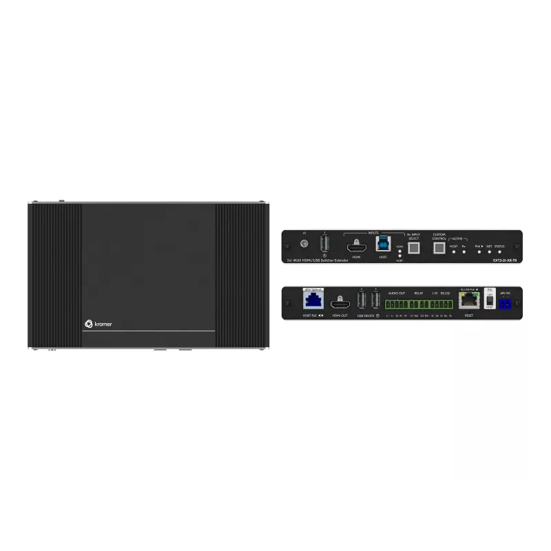 Kramer Electronics EXT3-21-XR-TR HDMI AV+ USB+ GE conmutador inteligente Tx PoE de 2 vías y conmutador Rx 2x1 (50-80584090)
