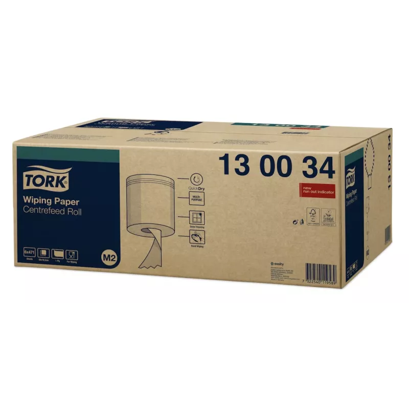 Tork Premium M2 Rollos de papel de limpieza centrefeed blanco, 1 capa, 471 hojas, 6 rollos (130034)
