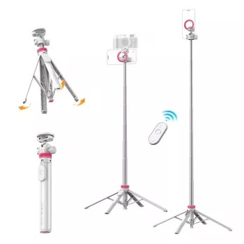 ULANZI MT-44 M palo selfie con trípode MagSafe y disparador Bluetooth, 149 cm, blanco