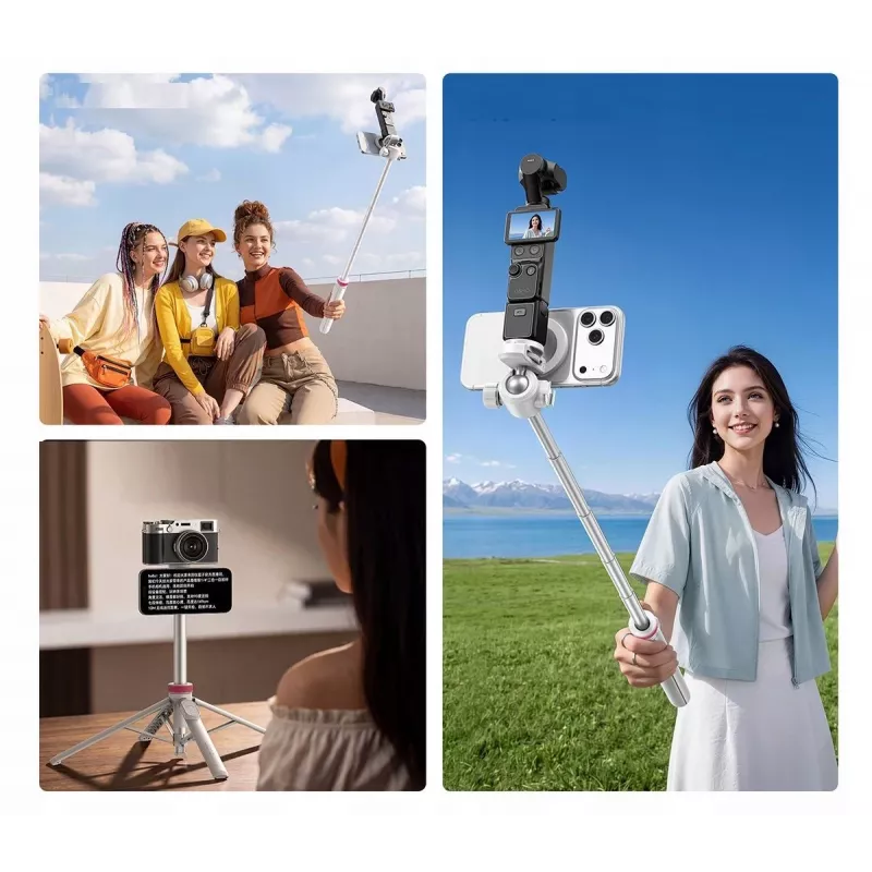 ULANZI MT-44 M palo selfie con trípode MagSafe y disparador Bluetooth, 149 cm, blanco