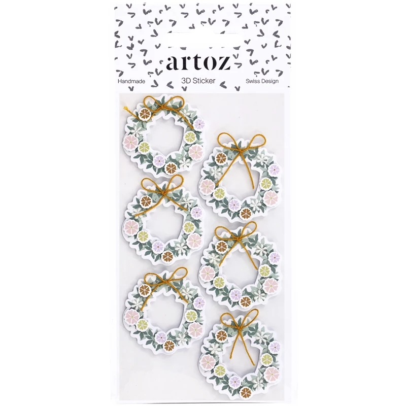 Artoz pegatinas de papel corona navideña 3D, pack de 6 185600-221
