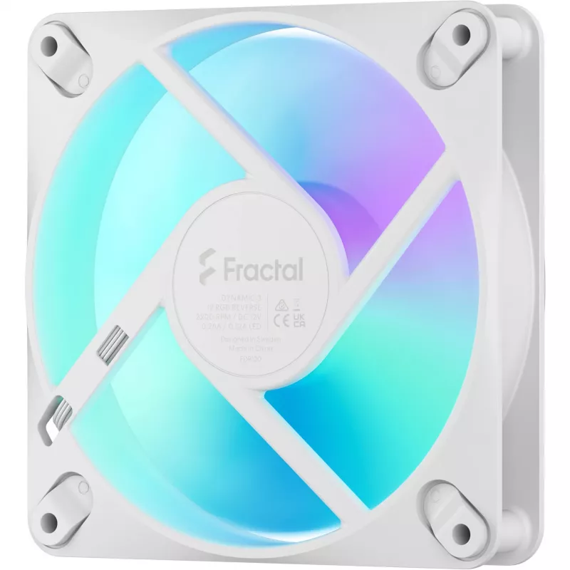 Fractal Design Dynamic 3-12 Reverse RGB White ventilador para carcasa, 120mm, PWM, ARGB, Reverse Blade FD-F-DR3-1205