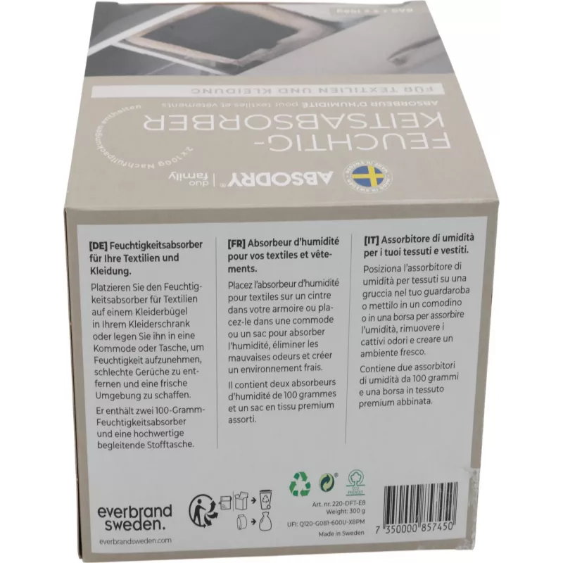 Absodry Duo Family Absorbedor de humedad para ropa y textiles, 2x 100 g (220-dft-e8)
