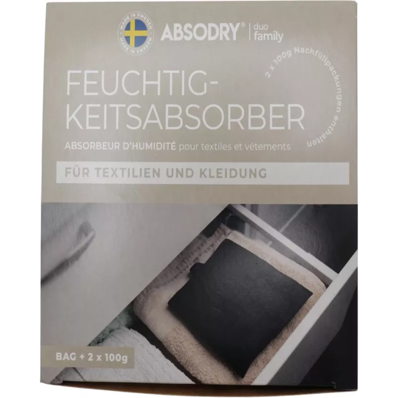 Absodry Duo Family Absorbedor de humedad para ropa y textiles, 2x 100 g (220-dft-e8)