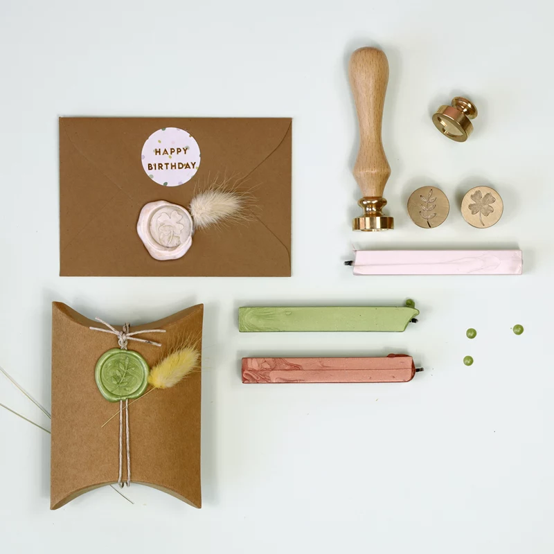 Set de lacre Artoz rosa claro verde claro cobre (137605-21)