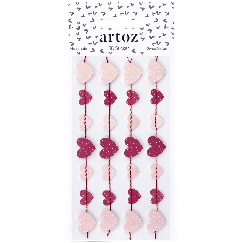 Artoz guirnalda de corazón 3D pegatinas de papel, 6 uds. 185560-97