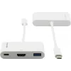 Kramer ADC-U31C/M2 adaptador multipuerto USB-C – 4K HDMI, USB-A, USB-C PD, 17 cm, blanco 99-97210004