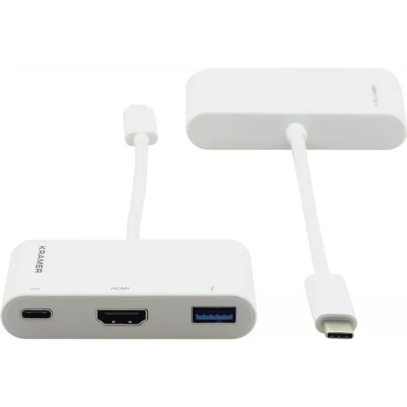 Kramer ADC-U31C/M2 adaptador multipuerto USB-C – 4K HDMI, USB-A, USB-C PD, 17 cm, blanco 99-97210004