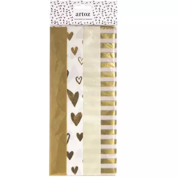 ARTOZ papel de seda decorativo puntos oro/blanco 50 x 70 cm (144500-76)