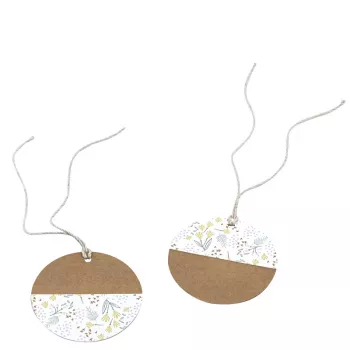 Artoz etiquetas colgantes de papel marrón blanco Hangtag Set Kraft redondas 6,5 cm 6 uds. (144500-255)