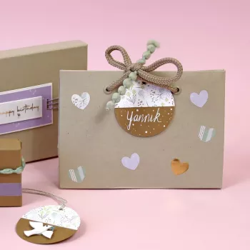 Artoz etiquetas colgantes de papel marrón blanco Hangtag Set Kraft redondas 6,5 cm 6 uds. (144500-255)
