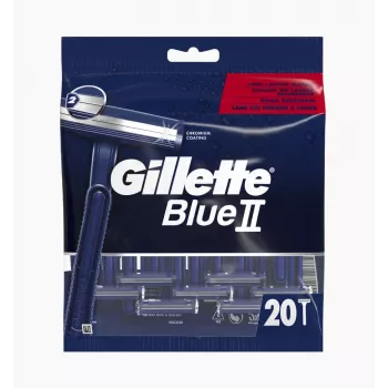Gillette Blue II maquinillas de afeitar desechables para hombre, 20 uds., hojas dobles con Lubrastrip 7702018466757