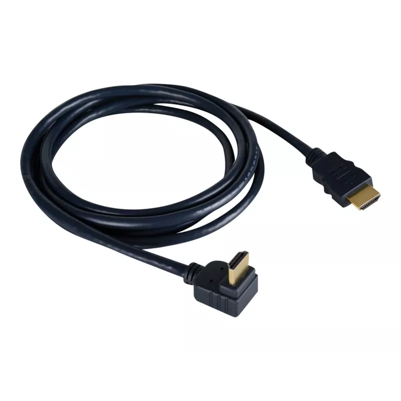 Kramer C-HM/RA-6 cable HDMI de alta velocidad con Ethernet, conector HDMI a conector HDMI en ángulo recto, 1,8m, triple apantallado, gris, compatible con 4K 97-0143006