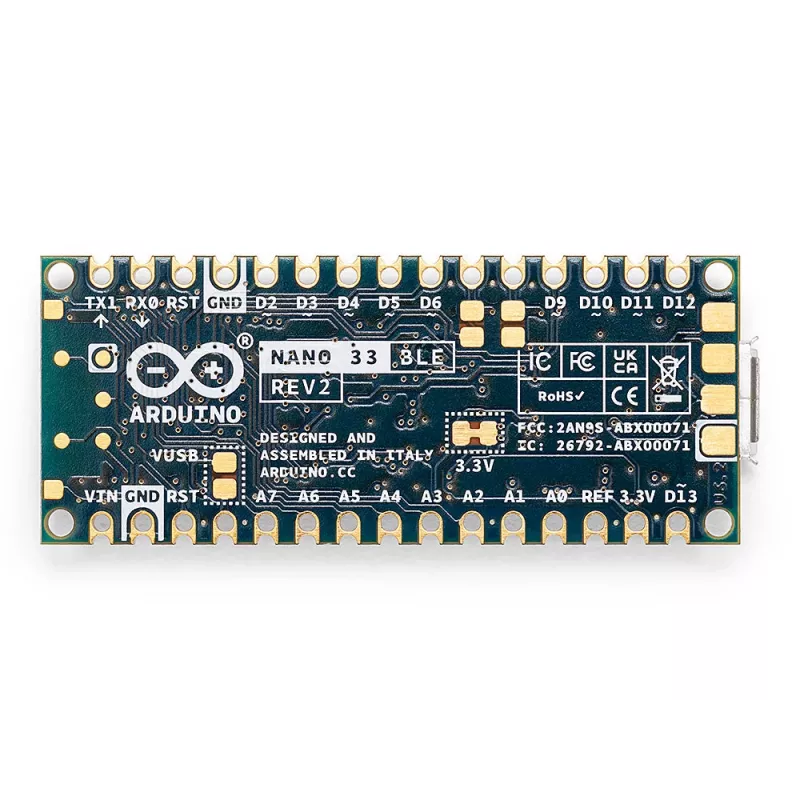 Placa Arduino Nano 33 BLE Rev2 ABX00071 con nRF52840 Cortex-M4 y BLE 5.0
