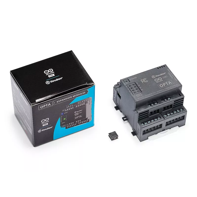 Módulo de expansión Arduino Pro Opta Ext D1608E, 16 entradas de tensión programables, 8 relés electromecánicos 250 V AC 6 A (AFX00005)