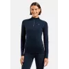 Odlo Mujer Merino 200 BL Top Cuello Alto Manga Larga Half Zip Capa Base - Dark Sapphire, Talla M