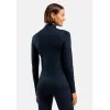 Odlo Mujer Merino 200 BL Top Cuello Alto Manga Larga Half Zip Capa Base - Dark Sapphire, Talla M