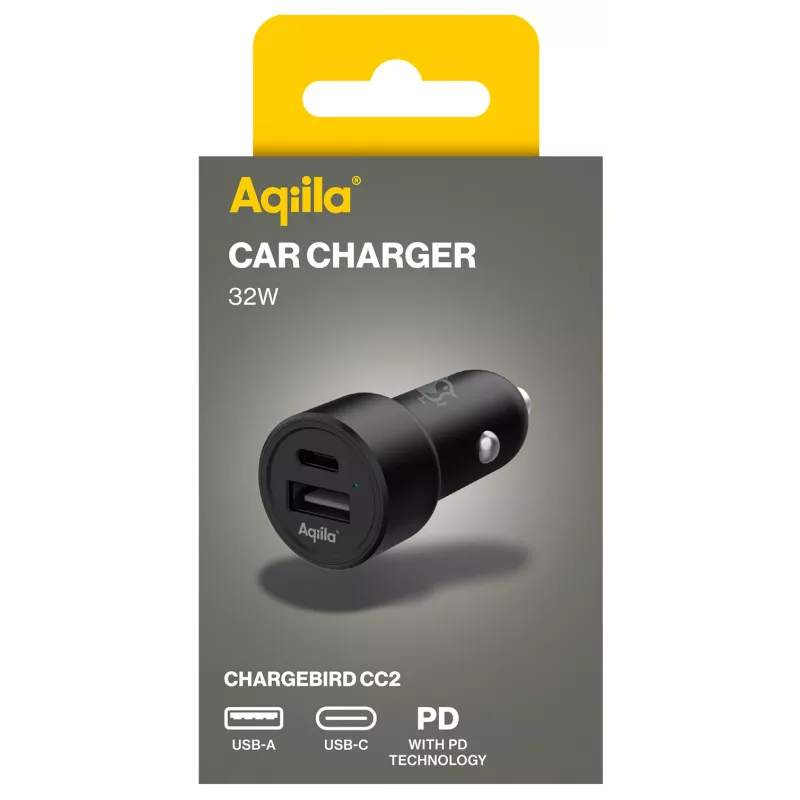 Aqiila CHARGEBIRD CC2 cargador para coche negro, 32 vatios (AQCCCC2CBI403)