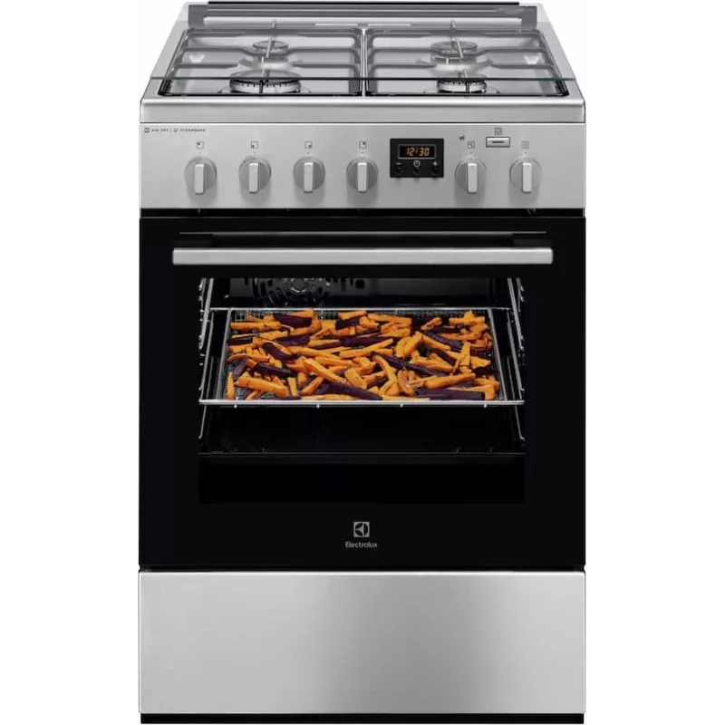 Electrolux LKK660221X Cocina de gas independiente con horno eléctrico, acero inoxidable anti-huellas, 60 cm