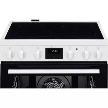 Electrolux LKR64023AW Cocina eléctrica independiente con placa vitrocerámica, 4 zonas, horno 58L, blanco
