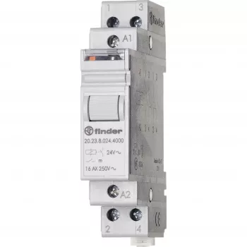 Finder Serie 20 Relé de impulso, 1NO+1NC, 20A, bobina 24V AC, carril DIN 202380244000