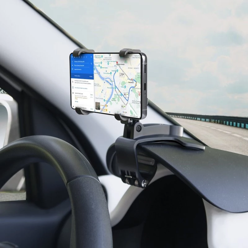 SBS Mobile Soporte de coche giratorio para salpicadero con clip para smartphones hasta 7 pulgadas, giro 360°, negro (TESUPPWHEELK)