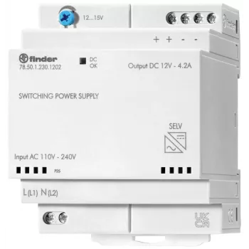 Fuente de alimentación para carril DIN Finder 78.50.1.230.1202 12 V DC 4,6 A 50 W