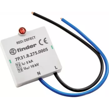 Protector contra sobretensiones Finder 7P.31.8.275.0005 tipo 2, 1 polo, 275 V AC, 20 kA