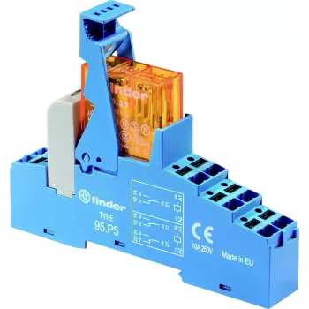 Módulo de relé de interfaz Finder 48.P6.9.024.4050, bobina 24 V DC, contacto SPDT 16 A, montaje en carril DIN, indicador LED