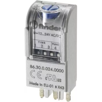 FINDER 86.30 Módulo de relé temporizador multifunción, 24V AC/DC, 1 CO 16A, 8 funciones, 0,05s-100h 863000240000T